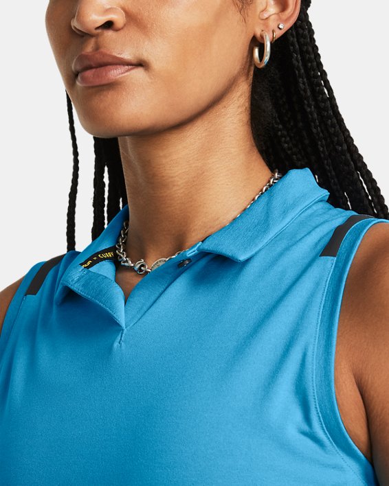 Women's Curry Splash Sleeveless Polo in Blue image number 2
